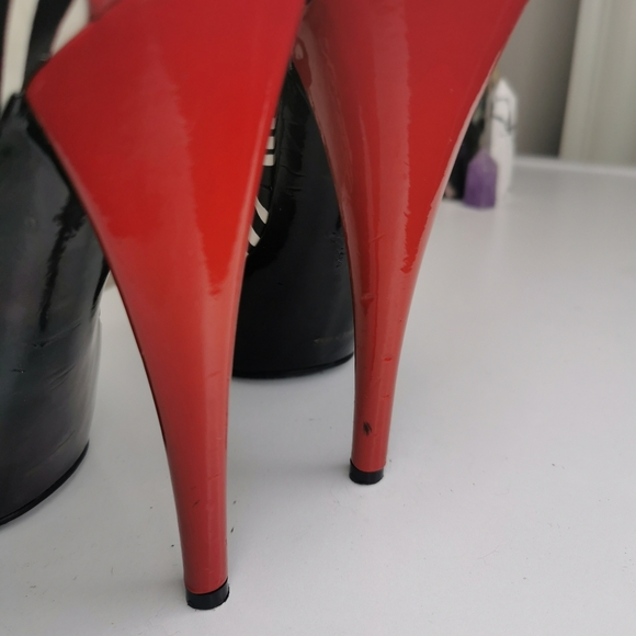 Anne Michelle Zebra Print Red Patent Trim Size 7 Stiletto Heels - Picture 4 of 6